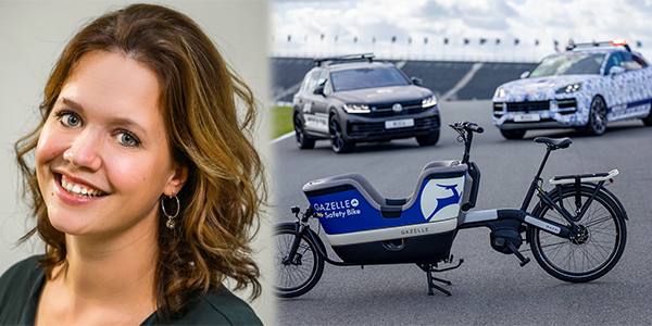 Appen met Lisette Kars van Gazelle over activatie op het fietspad naar Dutch GP 