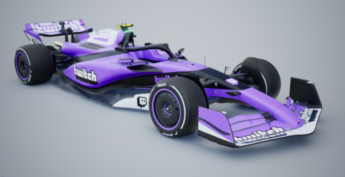 Twitch voor het eerst in-game als F1-auto