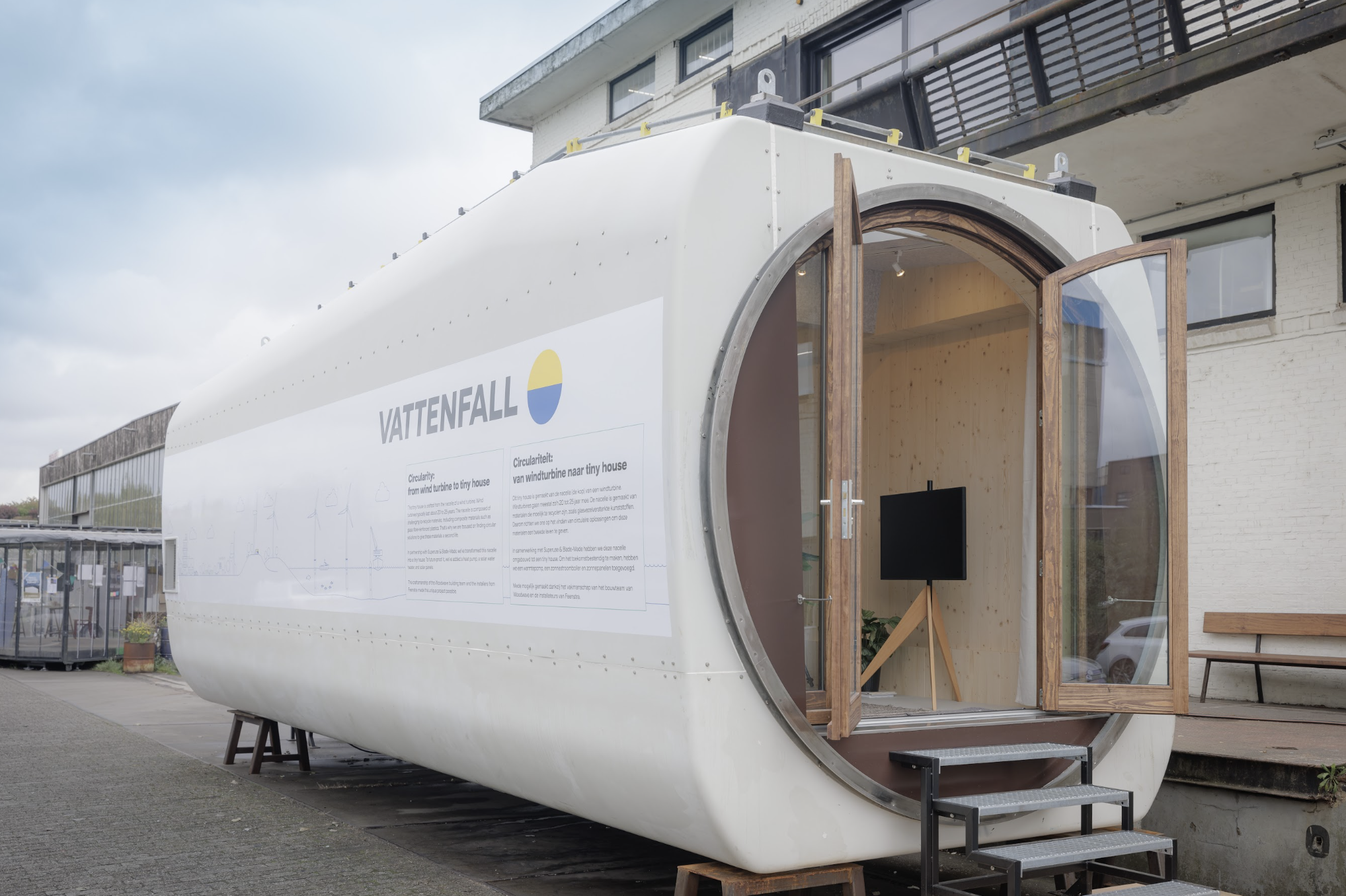 Vattenfall maakt tiny house van afgedankte windturbine