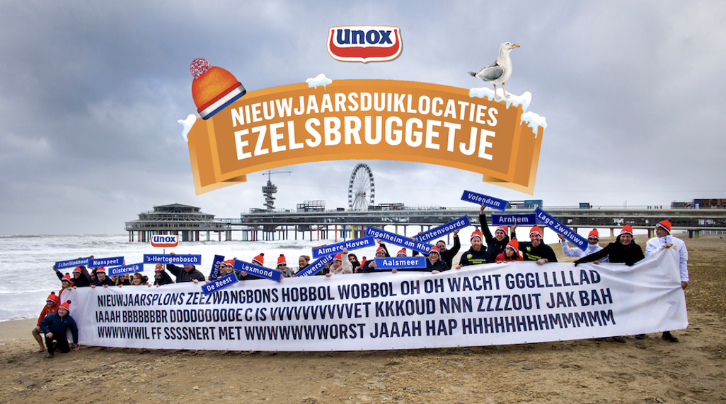 Unox Nieuwjaarsduik-campagne van start met langste ezelsbruggetje ooit