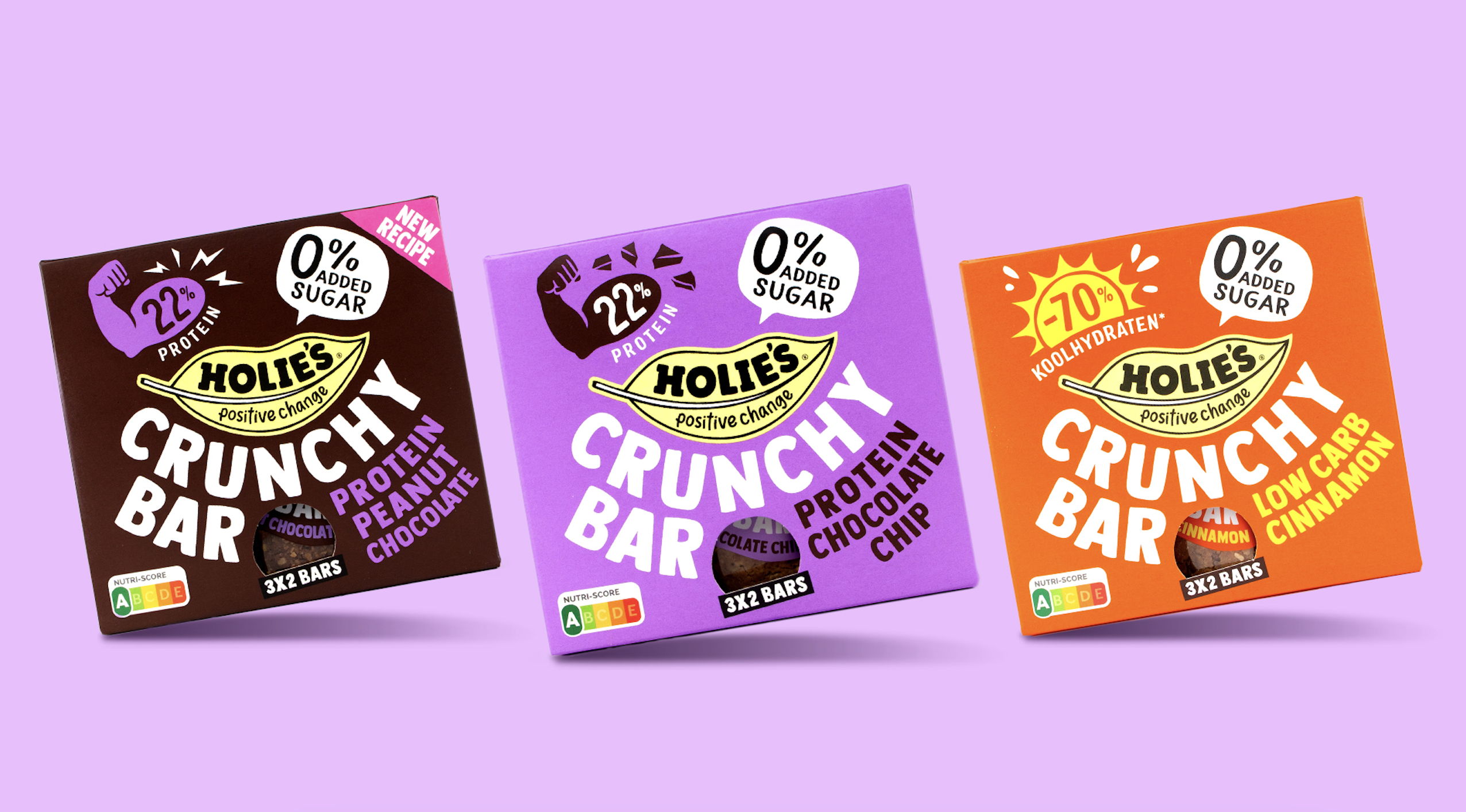 Holie's lanceert drie nieuwe smaken Crunchy Bars