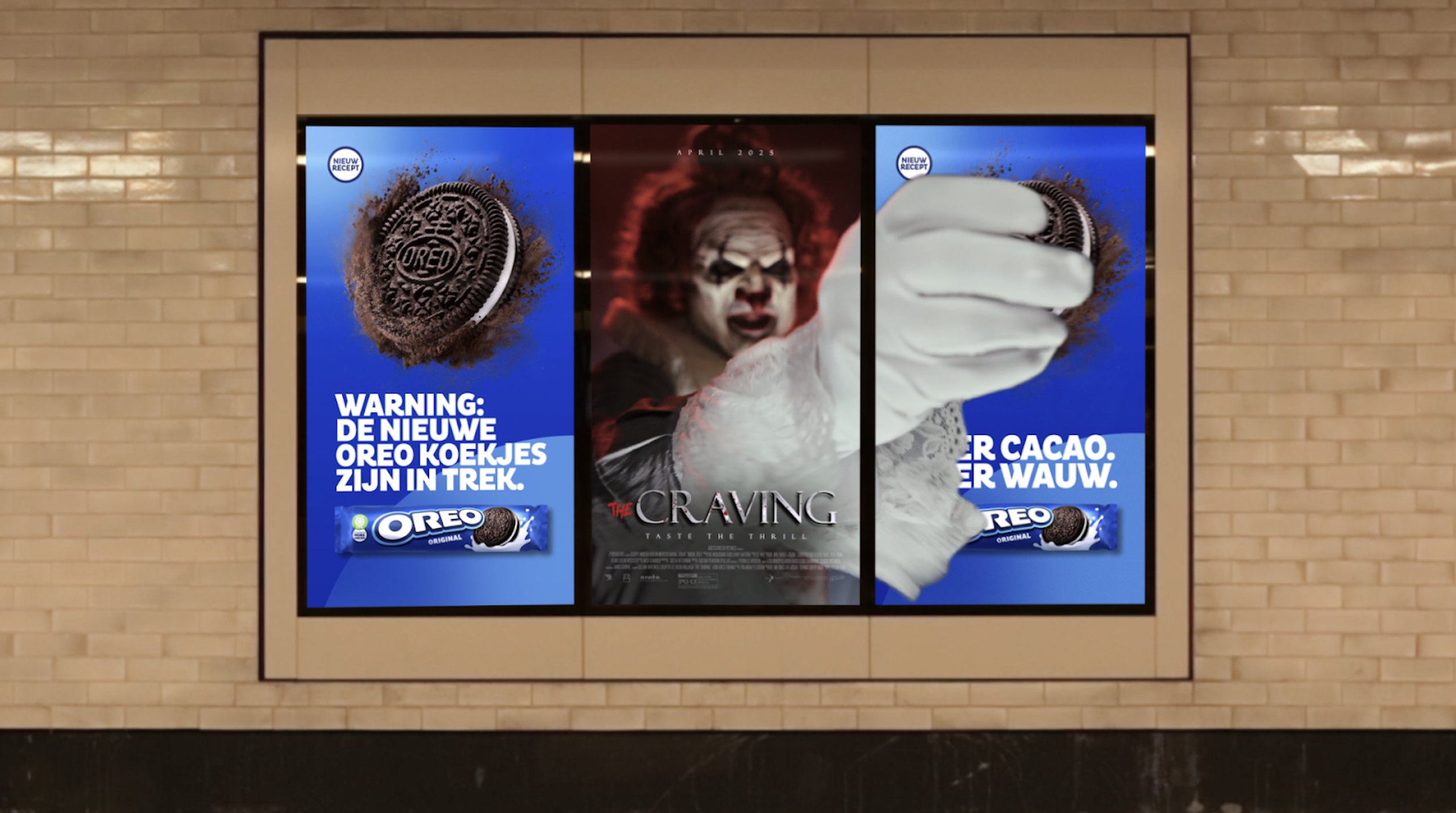 OREO koekjes gestolen uit digitale reclameschermen