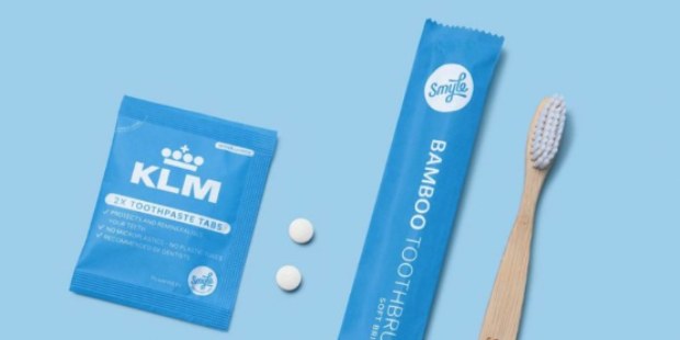 Smyle producten in KLM business class kits 